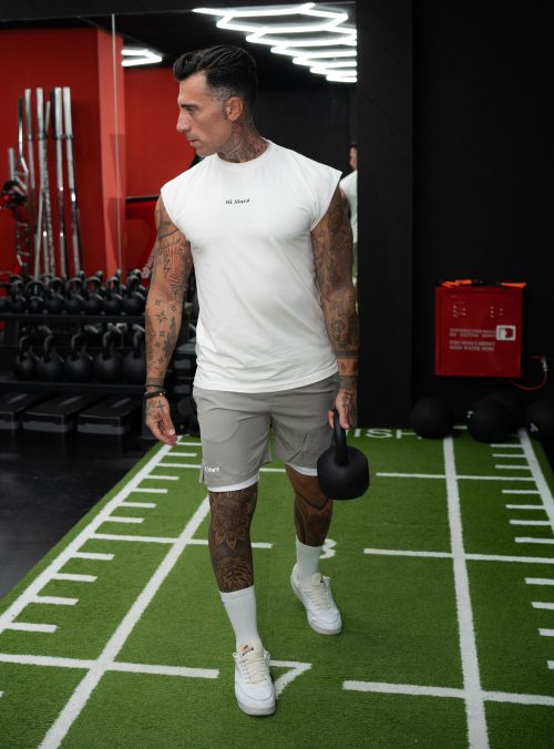 Di MarS Drop Shoulder Mesh Panel Tank Top